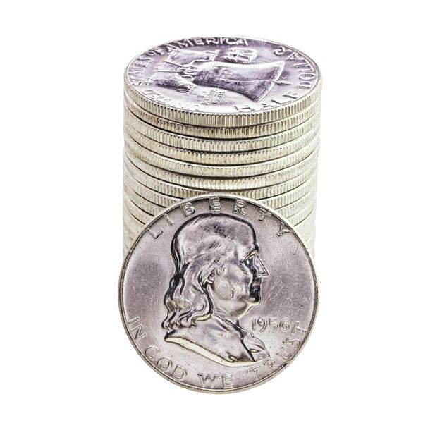 Roll of (20) Brilliant Uncirculated 1956 Franklin Half Dollar Coins