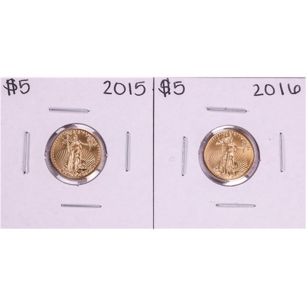 Lot of 2015-2016 $5 American Gold Eagle Coins