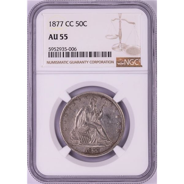 1877-CC Seated Liberty Half Dollar Coin NGC AU55