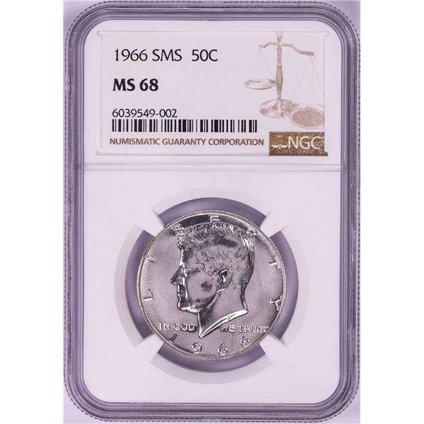 1966 SMS Kennedy Half Dollar Coin NGC MS68