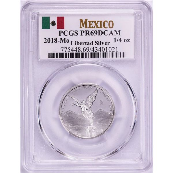 2018-Mo Mexico Proof 1/4 oz Silver Libertad Coin PCGS PR69DCAM
