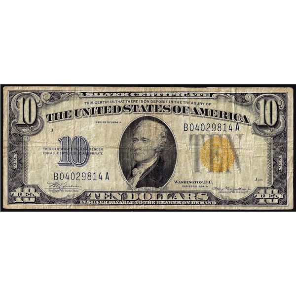 1934A $10 North Africa WWII Emergency Issue Silver Certificate Note