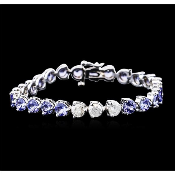 14KT White Gold 9.20 ctw Tanzanite and Diamond Bracelet