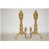 Image 1 : 19TH CENT. TURNED BRASS ANDIRONS - PR. FANCY
