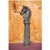 Image 1 : PAINTED HORSE HEAD HITCHING POST - 19TH CENT.