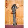 Image 2 : PAINTED HORSE HEAD HITCHING POST - 19TH CENT.