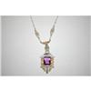 Image 2 : LADIES WHITE GOLD LAVALIER PENDANT W/ EMERALD