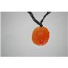 Image 2 : ORANGE JADE NECKLACE W/ FANCY WOVEN BLACK COR
