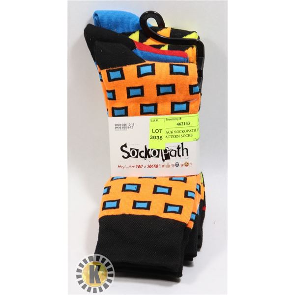 NEW 3PACK SOCKOPATH MENS WILD PATTERN SOCKS