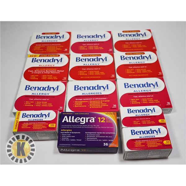 BAG OF ALLERGY MEDICATIONS INCLUDES BENADRYL