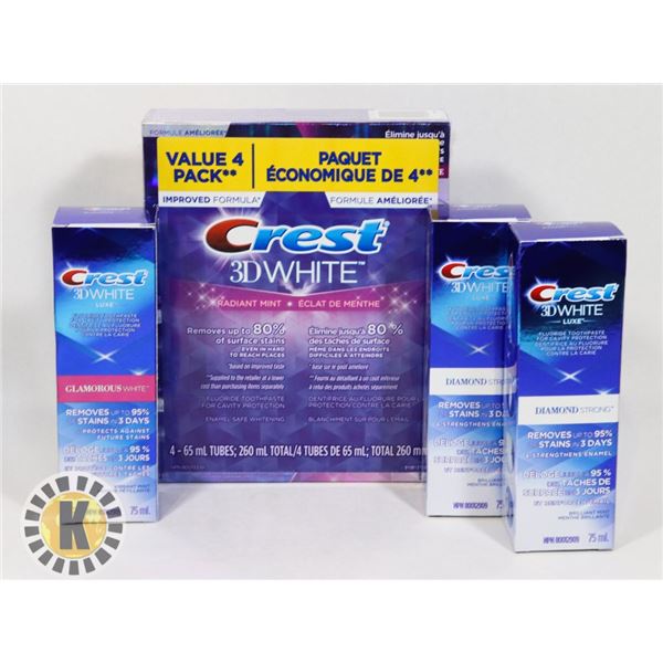 BAG OF CREST 3D WHITE TOOTHPASTE