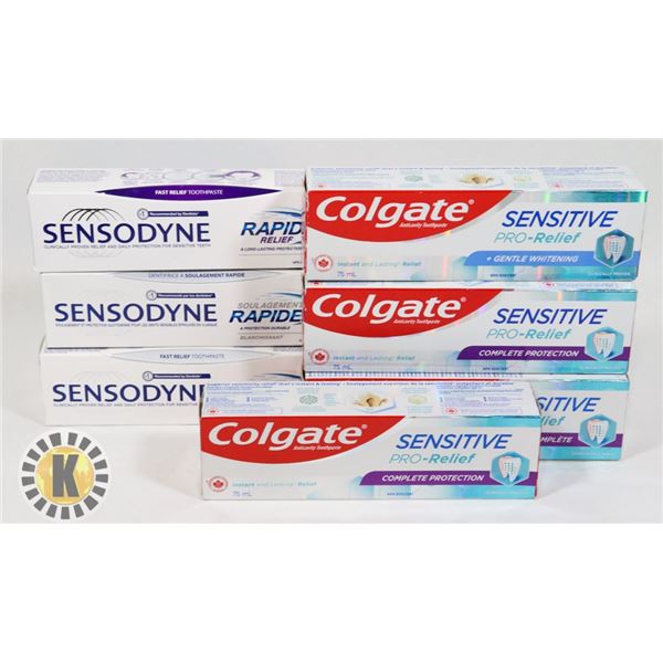 BAG OF COLGATE  AND SENSODYNE TOOTHPASTE