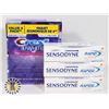 Image 1 : BAG OF CREST 3D WHITE AND SENSODYNE TOOTHPASTE