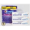 Image 1 : BAG OF CREST 3D WHITE AND SENSODYNE TOOTHPASTE