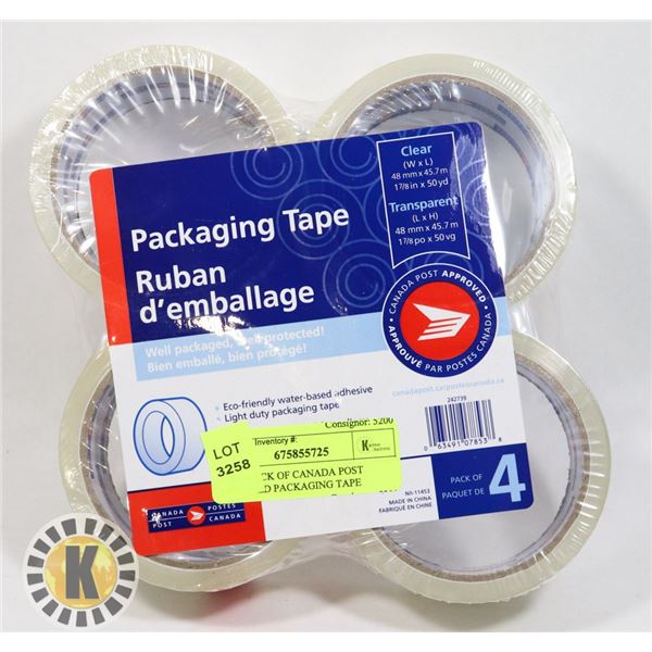 NEW 4PACK OF CANADA POST APPROVED PACKAGING TAPE