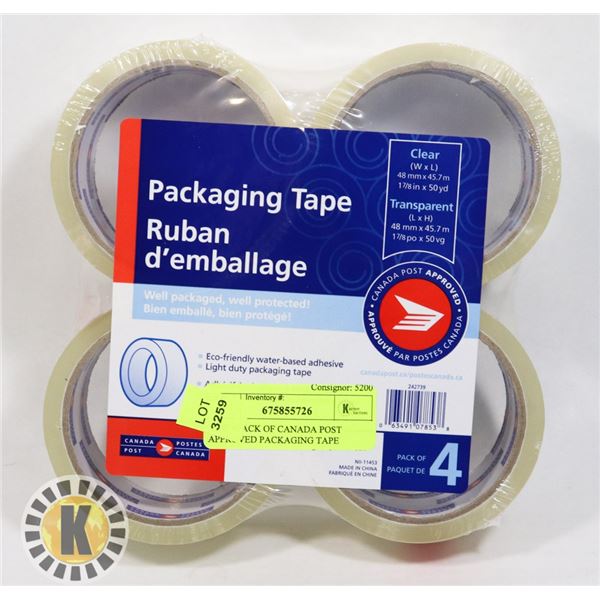 NEW 4PACK OF CANADA POST APPROVED PACKAGING TAPE