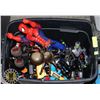 Image 1 : TOTE OF ASSORTED KID TOYS AND ACTION FIGURES