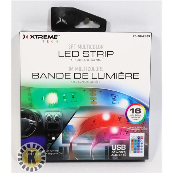 NEW 3FT MULTICOLOUR LED STRIP LIGHT WITH REMOTE