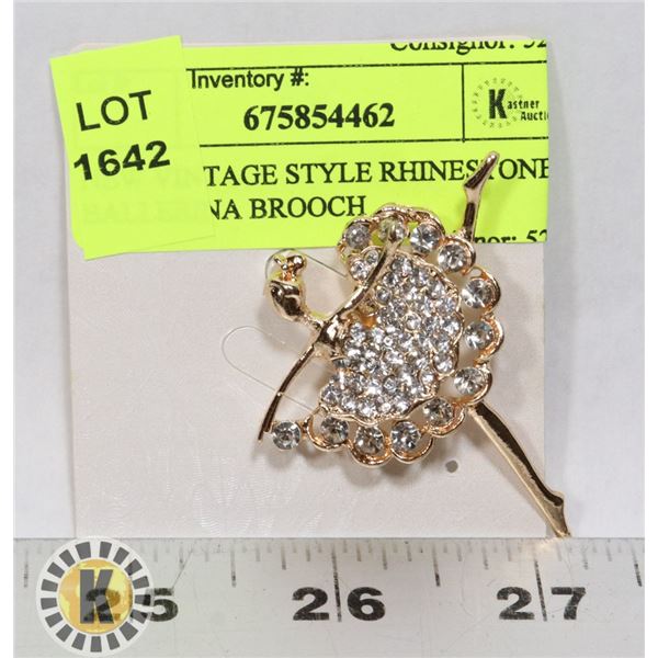 NEW VINTAGE STYLE RHINESTONE BALLERINA BROOCH