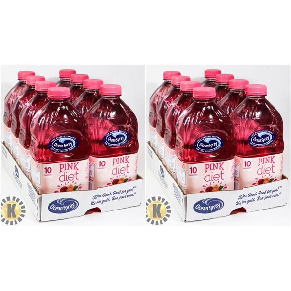 2 CASES OF 8 OCEAN SPRAY DIET PINK CRANBERRY JUICE