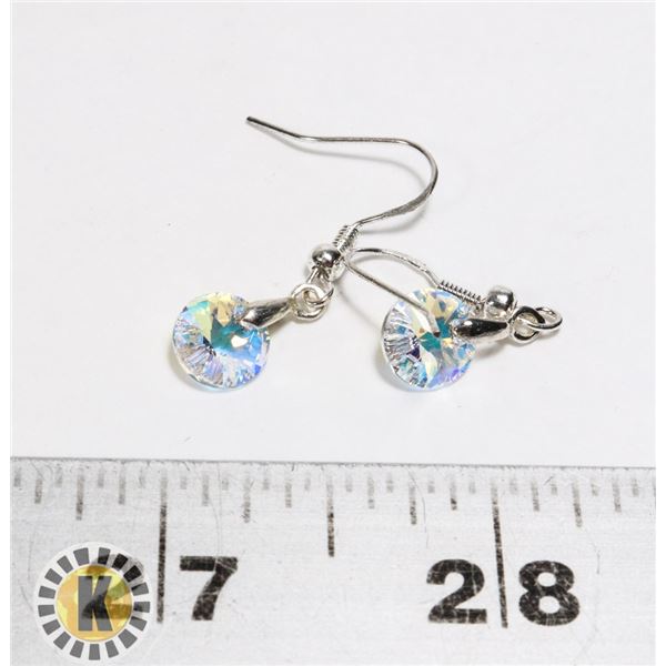 12)  SWAROVSKI ROUND CRYSTAL DROP EARRINGS