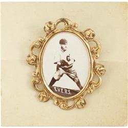 1915 PM1 Ornate Frame Pins Johnny Evers. The ce