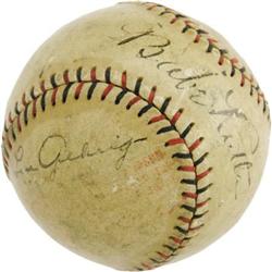 1927 Babe Ruth & Lou Gehrig Signed Baseball