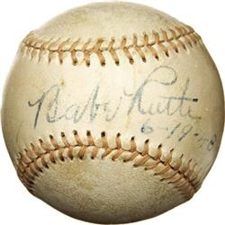 1948 Babe Ruth Single Signed Baseball. Three da