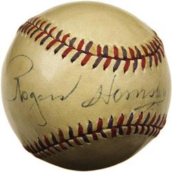 1950's Rogers Hornsby Single Signed Baseball. "A