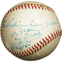 1960 Ty Cobb Single Signed Baseball. Magnificen