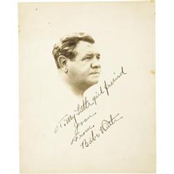 1940's Babe Ruth Signed Portrait Photograph. Fr