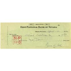 1946 Ty Cobb Signed Check. For the autograph co