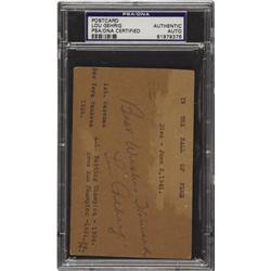 1936 Lou Gehrig Signed Government Postcard. The
