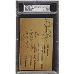 1936 New York Yankees Signed Government Postcard