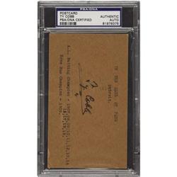 1941 Ty Cobb Signed Government Postcard. A boom