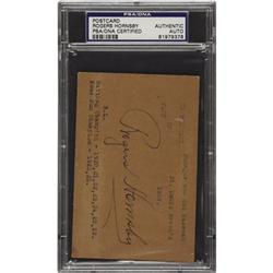 1937 Rogers Hornsby Signed Government Postcard.