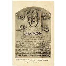 1950's Mel Ott Twice Signed Hall of Fame Plaque.