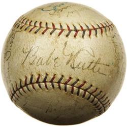 1929 New York Yankees Team Signed Baseball. Tho