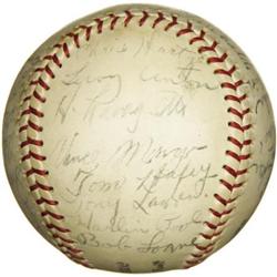 1930's Multi-Signed Baseball with Lazzeri, Joe D