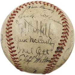 1938 New York Giants Team Signed Baseball. Top