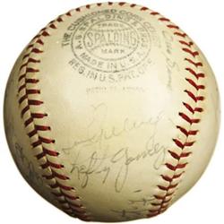 1938 New York Yankees Team Signed Baseball. Two