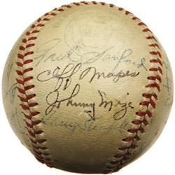 1949 New York Yankees Team Signed Baseball. Tho