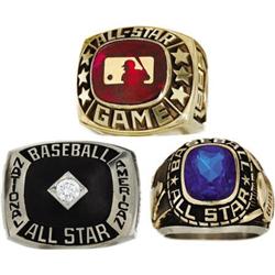 1975, 1978 & 1985 All-Star Game Rings. Trio of