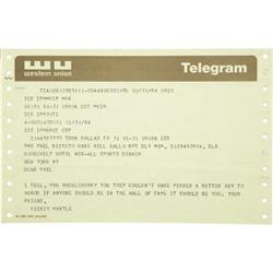 1984 Mickey Mantle Congratulatory Telegram to Ph