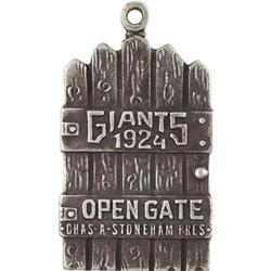 1924 New York Giants Silver Season Pass. One fl