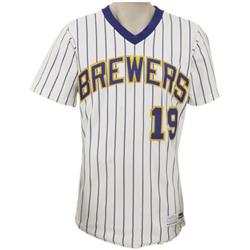 1983 Robin Yount Game Worn Jersey. Home white p