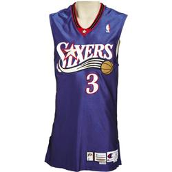 2000-01 Allen Iverson Game Worn Jersey. Road bl