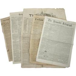 Lot of Five 19th Century American Newspapers