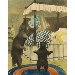 Elizabeth Tyler, Handcolored print, Goldilocks