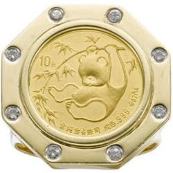 Gold Panda Coin, Diamond, Gold Ring